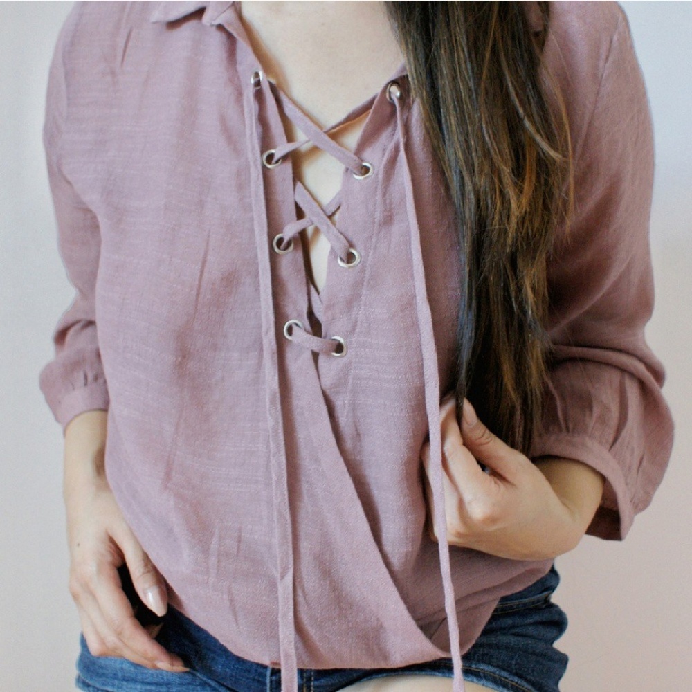 Mauve Lace Up Top